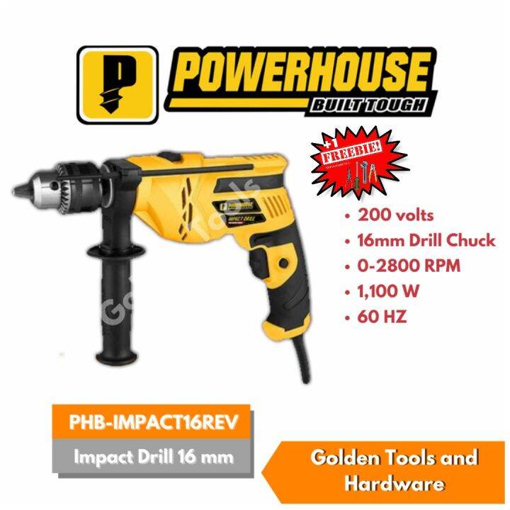 POWERHOUSE PHBIMPACT16REV Impact Drill 16 mm + FREEBIE TOOL [GOLDEN