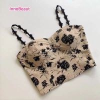 COD SDGYTRUYRT INNOBEAUT Womens Vest Fashion Jacquard Sexy Low Cut Backless Slim Fit Casual Camisole Womens Belt Chest Pad Inside and Outside with Pure Lust Hot Girl Top