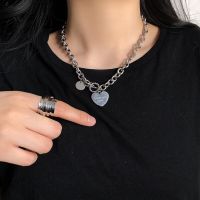 Collar Heart Necklace For Women Punk Stainless Steel Chain Hip Hop Fashion Simple Letter Chokers Statement Goth Jewelry Fashion Chain Necklaces