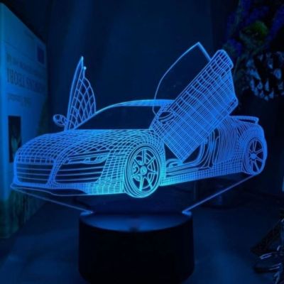 3D ภาพลวงตาโคมไฟ USB LED รถแข่งไฟกลางคืนแสงในร่มรถรูปร่างความคิดสร้างสรรค์ขนาดเล็กแปลกภาพแสงตกแต่งบ้าน