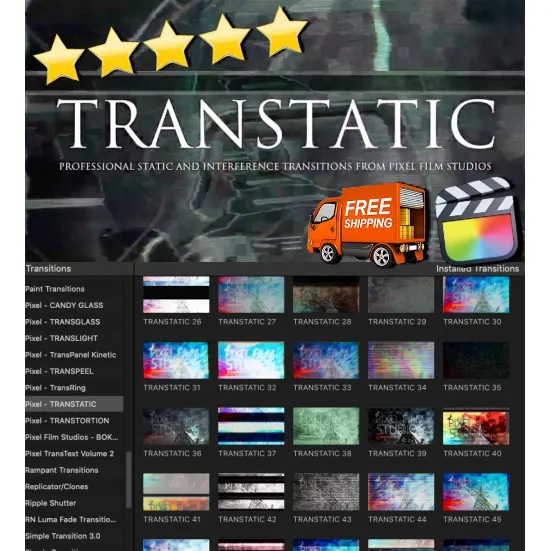 TRANSTATIC Final Cut Pro X FCPX FCP plugin transitions Transition Pixel  Film Studios plug in Templates | Lazada PH