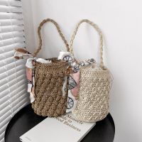 --238812Womens bag✽♣ The new 2023 draw string woven shoulder bag leisure vacation seaside beach bag summer straw bucket bag