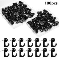 100pcs Push Pin Hooks Bulletin Board Sturdy Plastic Heads Pinning Hanging For Photo Wall Office Calendar Black Reusable Home Clips Pins Tacks