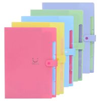 ☄∏☊ Colorful A4 Kawaii Smile Face Waterproof 32.5x24cm PP File Folder 5 Layers Document Bag Office Stationery School Supplies