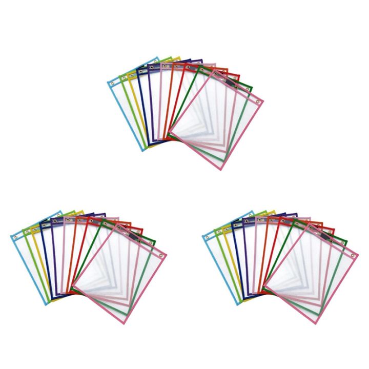 30pcs-reusable-dry-erase-pockets-assorted-colors-for-children-kids-students