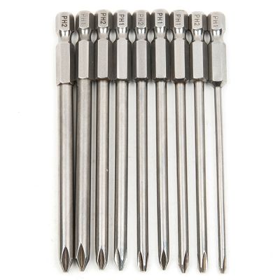 9pcs Phillips Cross Head Screwdriver Bit 100mm Long S2 Steel Electric Screwdriver Bit with Magnetic Tip Screw Nut Drivers