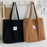 New Retro Womens Shoulder Bag Simple Solid Color Small Fresh Canvas Bag Literary Womens Buckle Tote Bag Large Capacity Handbag