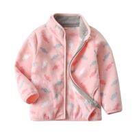 SVELTE for 2-9 Yrs Cute Kid and Toddler Girl Pink Fleece Jacket for Spring Fall Winter Clothes with Print Pattern