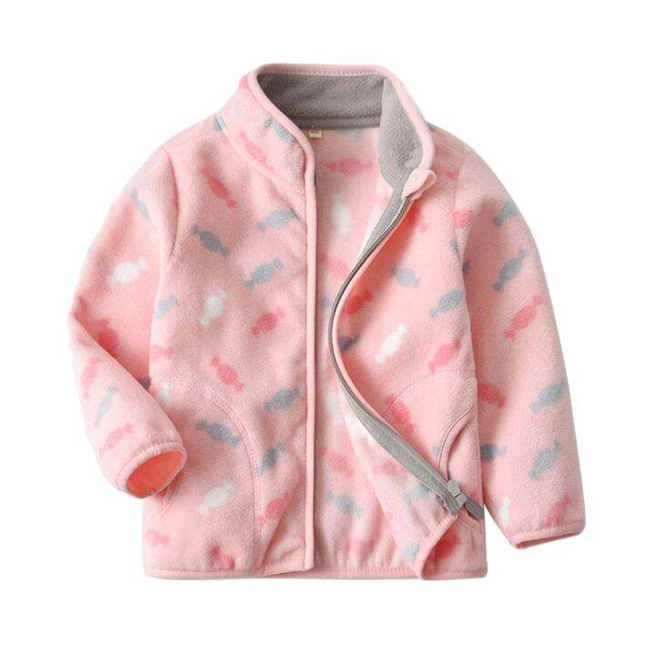 svelte-for-2-9-yrs-cute-kid-and-toddler-girl-pink-fleece-jacket-for-spring-fall-winter-clothes-with-print-pattern