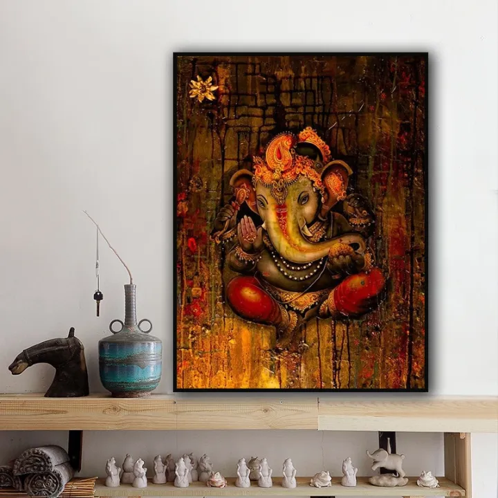 Hinduism Wall Art Religion Canvas Painting Ganesha Posters and Prints  Decorative Picture Modern Home Decoration 1PCS Inner Framed or Frameless |  Lazada PH