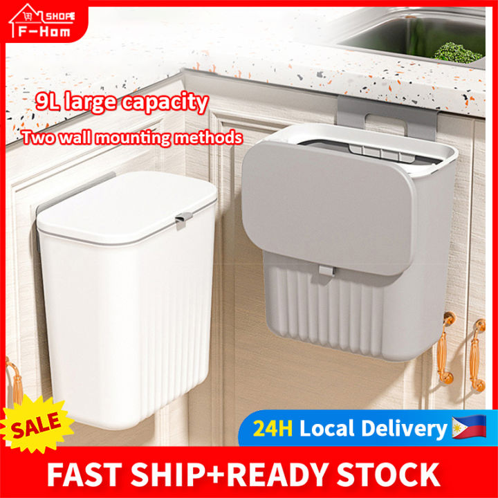 Large-capacity Wall-mounted Trash Can With Lid Trash Can Kitchen Cabinet  Door Hanging Trash Can Recycling Trash Can