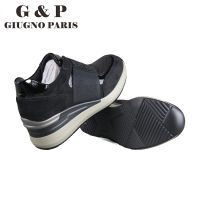 Leather Insole Women casual sneakers platform slip on elastic shoes lace fashion diamond female wedge Auized Italy Brand G&amp;P