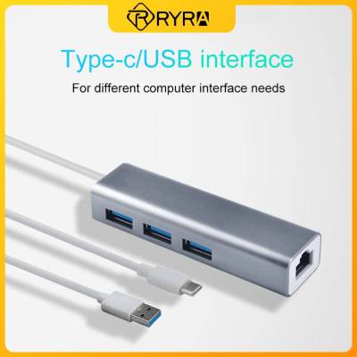 RYRA USB Type C 3.0 2.0 HUB Ethernet Adapter USB Hub To RJ45 Lan Network Card For IOS Windows 98SE/2000/ME/XP With 3 Port USB Hubs