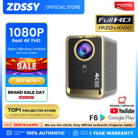 ZDSSY F6โปรเจคเตอร์เต็ม HD ขนาดเล็ก1080P โปรเจคเตอร์แบบพกพาใช้ได้กับ4K 6000ลูเมนสมาร์ททีวีแอนดรอยด์9.0 OS WIFI 6วิดีโอ LED โปรเจ็คเตอร์พกพาโรงภาพยนตร์ที่บ้าน