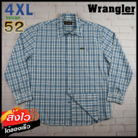 Wrangler®แท้ อก 52 ไซส์ 4XL เสื้อเชิ้ตผู้ชาย แรงเลอร์ สีฟ้า เสื้อแขนยาว เสื้อใส่เที่ยวใส่ทำงานสวยๆ