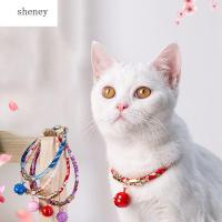 SHENEY พร้อมระฆังท่องเที่ยวกลางแจ้งตกแต่งภาพอุปกรณ์สำหรับลูกแมวอุปกรณ์สัตว์เลี้ยงสินค้าแมวปลอกคอสัตว์เลี้ยง