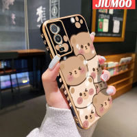 JIUMOO เคสสำหรับ Vivo Y74s Y76 5G,เคสการ์ตูนหมีน่ารักดีไซน์ใหม่ขอบสี่เหลี่ยมเคสมือถือบางลายเคสฝาปิดเลนส์เต็มรูปแบบปกป้องกันกระแทก Softcase