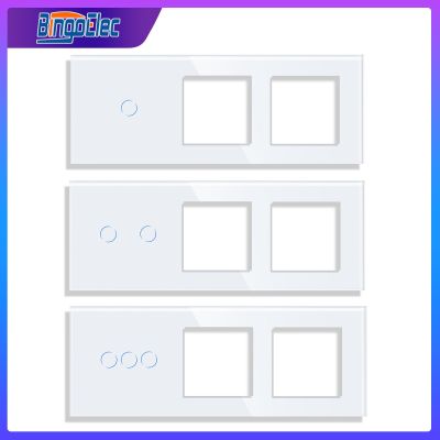 Bingoelec Only Glass Panel 228mm White Black Gloden Crystal Glass Frame With Metal Frame For Wall Socket Switch Function Part