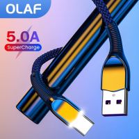 325วังฮีขายดี - / OLAF 5A USB Type C สายชาร์จอย่างรวดเร็วพร้อมไฟ LED สาย Micro USB สำหรับ iPhone 11 12 Xiaomi Samsung Type C สายชาร์จข้อมูล