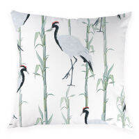 Cartoon Animal Cushions Cover Retro Geometric Home Decor Throw Pillow Cases Red-crowned Crane Decorative Car Cushion Pillowcase