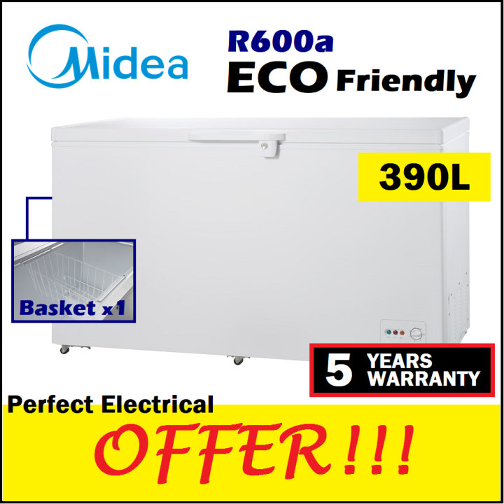 Midea 300L Chest Freezer WD300W R600a Eco Friendly Energy Saving Peti