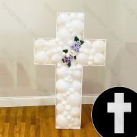 Cross Mosaic Balloon Frame Baptism Cross Foam Board Balloon Filling Box for First Holy Communion Baptism Christening Party Decor