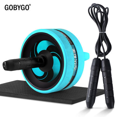GOBYGO 2 in 1 Ab Roller&amp;Jump Rope No Noise Abdominal Wheel Ab Roller with Mat for Exercise Fitness