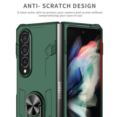 Shockproof Mobile Phone Folding Case for Samsung Galaxy Z Fold4 5G Fold 4 Fold3 Fold2 Fold 3 2 Finger Ring Stand Cover