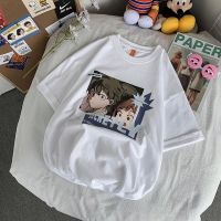 ✌✾ Summer fake two-piece t-shirt mens Hong Kong style ins trend short-sleeved top 2023 loose round neck casual cartoon clothes