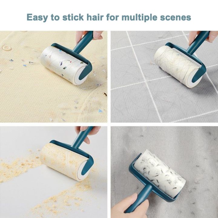 new-tearable-roll-paper-sticky-roller-dust-wiper-pet-hair-clothes-carpet-tousle-remover-portable-replaceable-cleaning-brush-tool