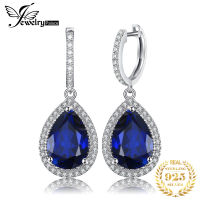 JewelryPalace 12ct Huge Pear Created Blue Sapphire 925 Sterling Silver Drop Dangle Earrings for Women Fashion Gemstones Jewelry