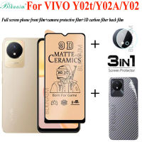 3in1สำหรับ VIVO Y02t /Y02A Y02เซรามิกเคลือบฟิล์มกันรอยกันกระแทก VIVO Y02t ฟิล์มเซรามิกเคลือบและฟิล์มด้านหลัง VIVO Y02A ฟิล์มปกป้องหน้าจอ + ฟิล์มเลนส์ + ฟิล์มด้านหลัง