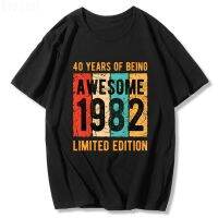 Awesome 1982 T Shirt Retro Letter Printed 2022 Summer 100% Cotton Men And Women Oversized Tops Short Sleeve Unisex Harajuku Tees - T-shirts - AliExpress