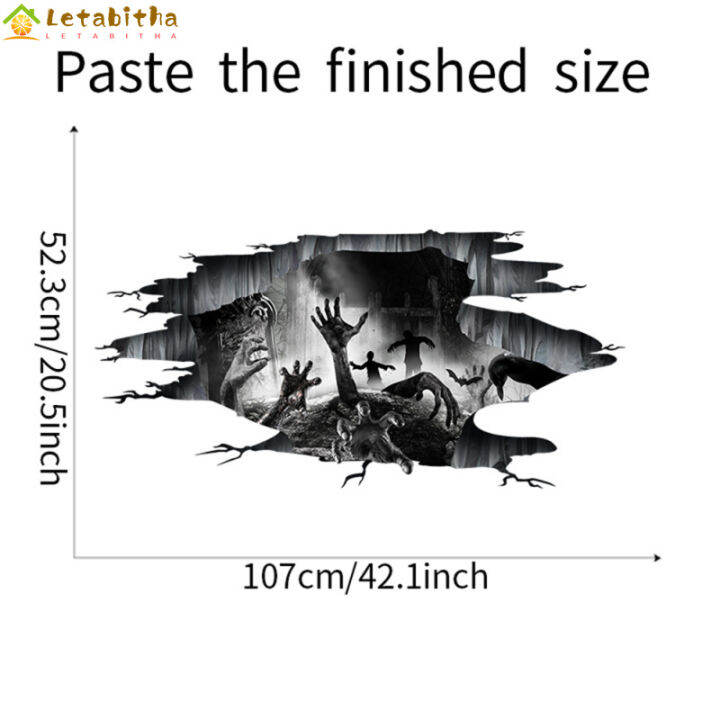 letabitha-3d-พีวีซีฮาโลวีน-2ชิ้นสติ๊กเกอร์ติดผนังมือน่ากลัวรูปลอกติดผนังโปสเตอร์ภาพจิตรกรรมฝาผนังตกแต่งสำหรับห้องนั่งเล่น