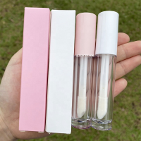 6ml Big Brush Transparent Lip Gloss Bottle Clear Lip Glaze Tube DIY Empty plastic Makeup Pink White Lipgloss Lip Balm Bottle box