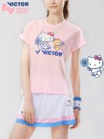 เสื้อยืดกระโปรงยาวแห้งเร็วสำหรับผู้หญิง VICTOR Victory Hello Kitty ชุดกีฬาแบดมินตัน