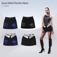 Merge Official - Sassi mini denim skirt (พร้อมส่ง) กระโปรงยีนส์สั้น  มินิสเกิร์ต เอวต่ำ