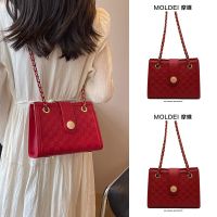 Summer high-end niche messenger tote bag ladies 2023 new chain big bag red wedding bridal bag 【QYUE】