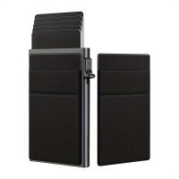 【CC】☢♀  Anti-theft Blocking Side Push Pop-Up ID Credit Card Holder Business Wallet for Men Minimalist Design