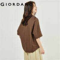 GIORDANO Women T-Shirts 100% Cotton Split Back Tee Short Sleeve Crewneck Relaxed Summer Fashion Casual Loose Tshirts 18323206