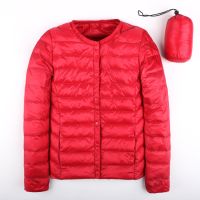 ZZOOI New Autumn Spring Ultra Light Down Jacket Women White Duck Down Coat Casual Collarless Warm