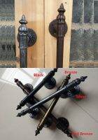 American Retro Vintage Rural Antique Wooden Door Handle Pull With Crown Finial Water Iron Pipe Loft Black