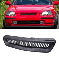 รถคาร์บอนไฟเบอร์ตาข่าย ABS ด้านหน้า Grille Grill สำหรับ96-98 Honda Civic EJ/EK JDM Type R