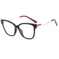 YOOSKE Brand Anti Blue Light Glasses Lady Oversized Square Eyeglasses Frames for Women Computer Eyewear Metal Optical Frame