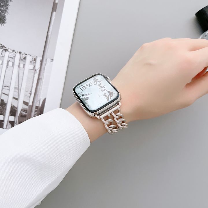 starlight-steel-chain-band-สำหรับ-apple-watch-8-ultra-49mm-7-se-6-5-4-3สร้อยข้อมือโลหะสำหรับ-i-watch-series-38-40-41-42-44-45มม