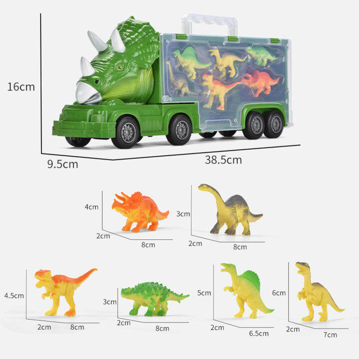 microgood-รถของเล่นไดโนเสาร์สำหรับเด็กเด็กรถบรรทุกขนาดเล็กแบบรถบรรทุกขนส่งสมจริง-ของเล่นของเล่นเพื่อความบันเทิงรถคอนเทนเนอร์รถบรรทุกขนาดเล็กของขวัญวันเกิดของเล่นขนส่งไดโนเสาร์1ชุด