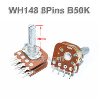 2pcs WH148 B50K 8pin Linear Potentiometer 20mm Shaft With Nuts And Washers 8P 8Pins