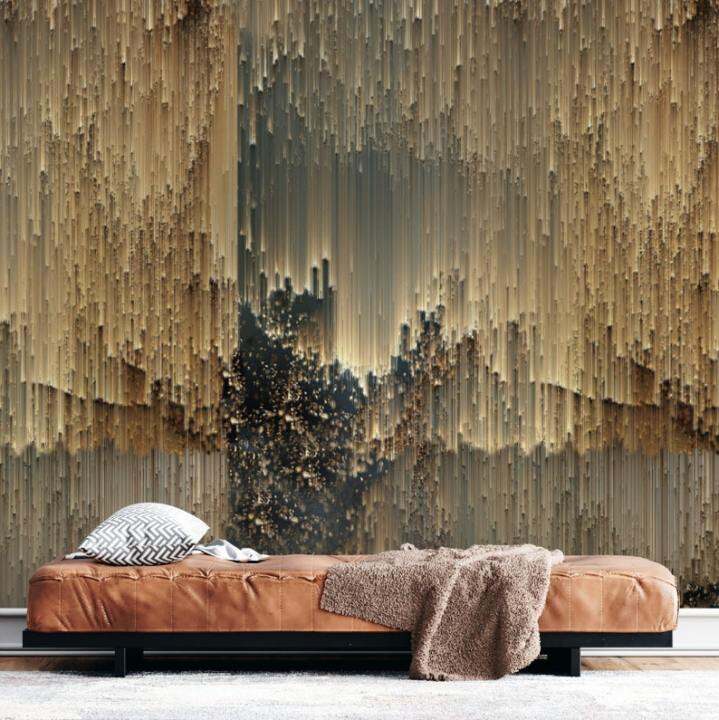 Extra Large Gold Luxury Removable Wallpaper, Gold Strip Wall Design
