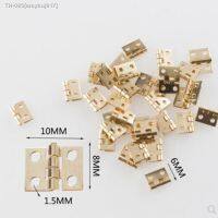 ☇۞ 50PCS 10x8MM Mini Cabinet Drawer Butt Hinge Copper Gold sliver Small Hinge 4 Small Hole Hinge