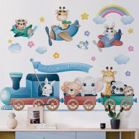 Wall stickers✧✑✚ 13guejudroto1971 Grande nordic dos desenhos animados animais adesivos de parede para quartos miúdos meninos meninas do quarto bebê decoração bonito girafa elefante trem papel